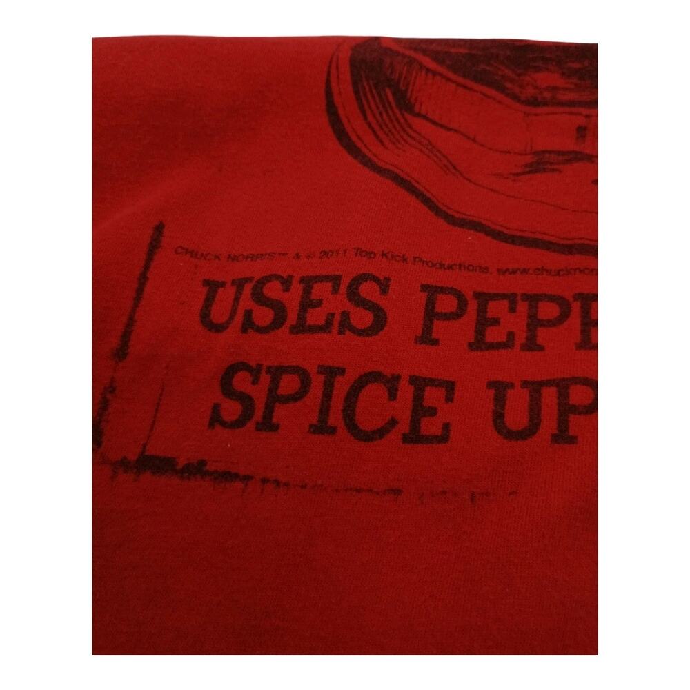 Chuck Norris Uses Pepper Spray To Spice Up His Steaks Red Men's 2XL Tee Shirt - Picture 5 of 12